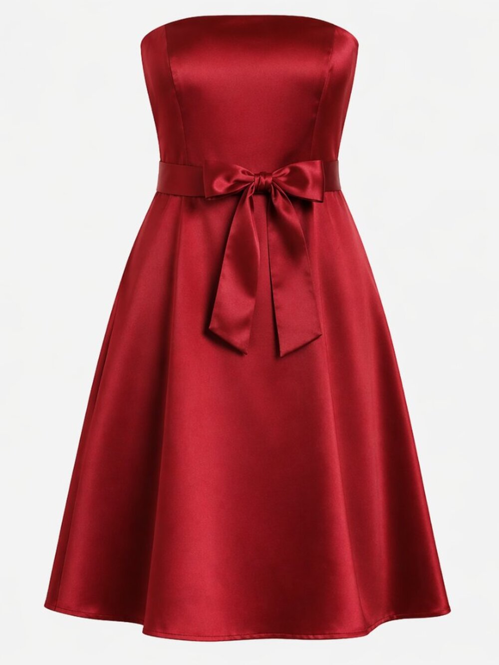 Ann Taylor Red Satin Strapless Dress A-Line Midi Formal Event Sz 12